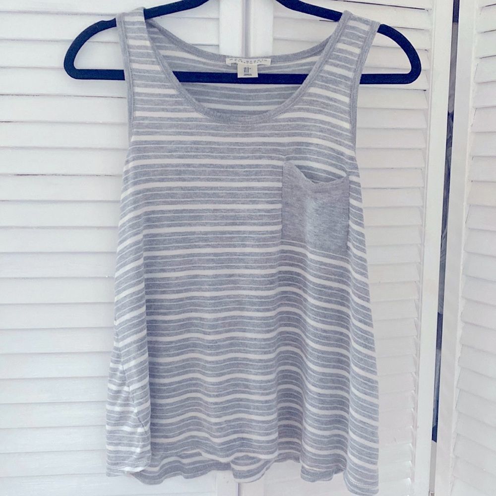 3/$15 Gray and white striped tank top